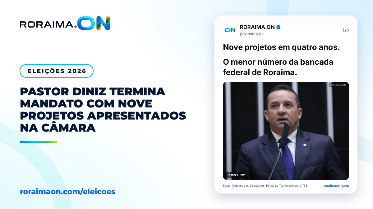 Arte gráfica com foto do deputado Pastor Diniz e dados sobre sua atuação parlamentar na Câmara dos Deputados.