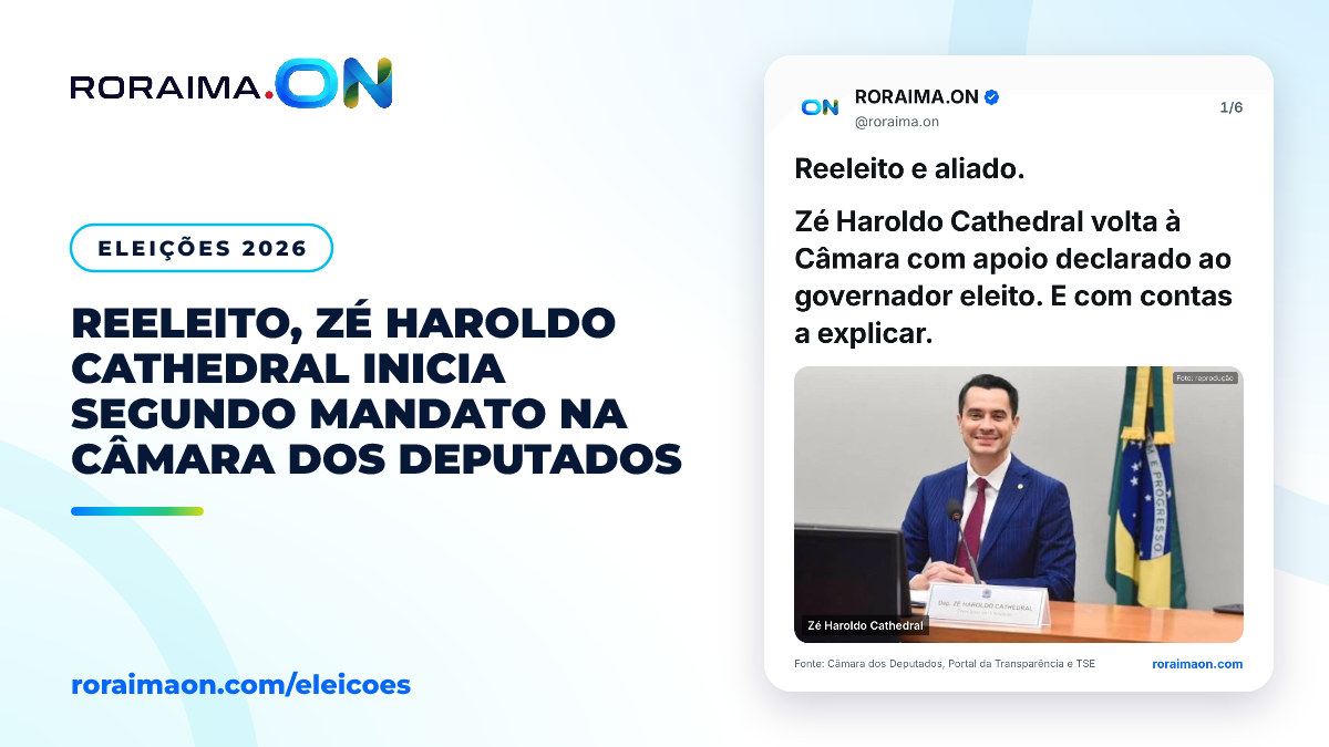 Foto de Zé Haroldo Cathedral em plenário com arte gráfica indicando reeleição e dados de mandato.